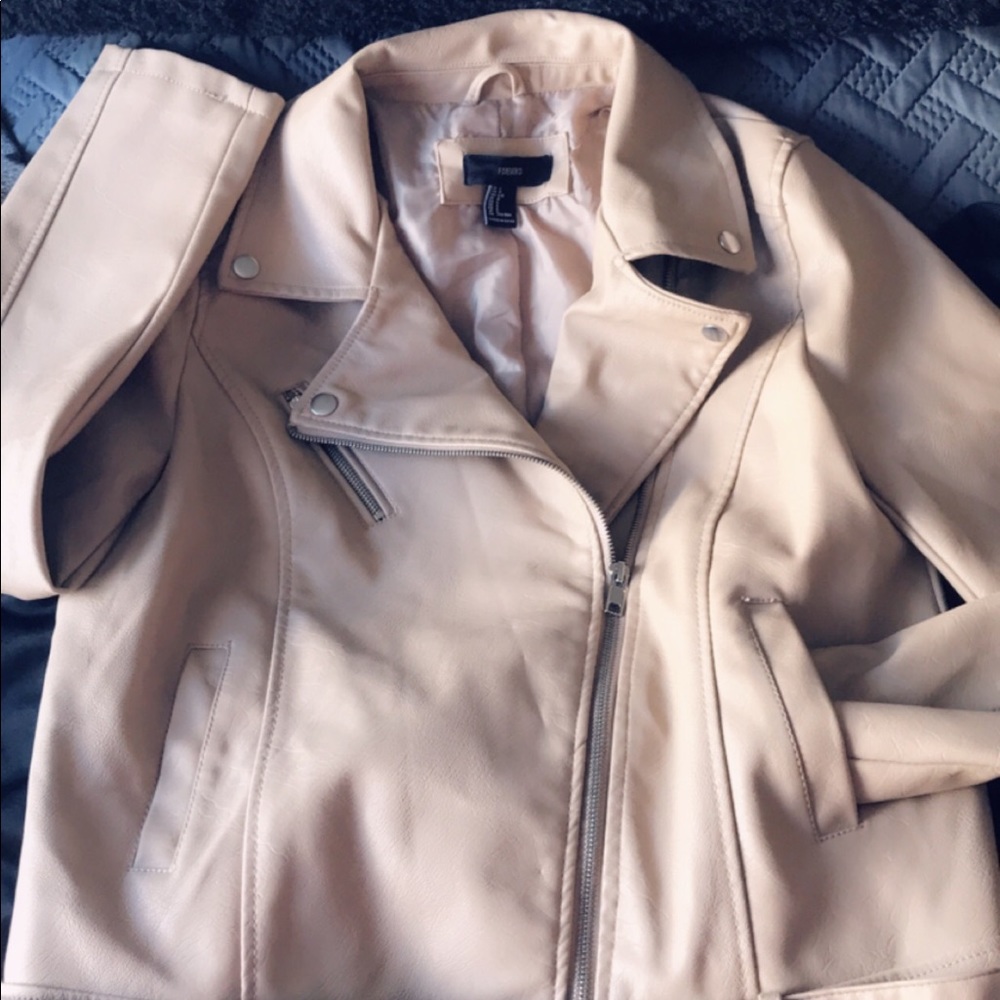 Faux leather nude jacket